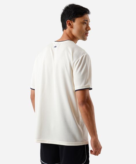 camiseta esportiva masculina gola v texturizada - off white