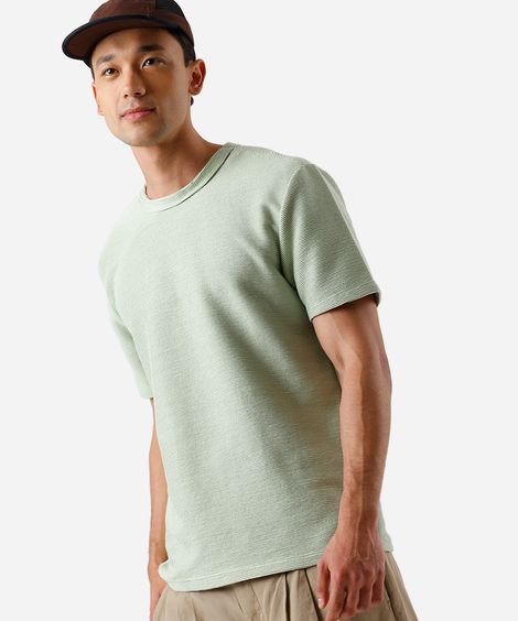 camiseta masculina de algodão texturizada verde
