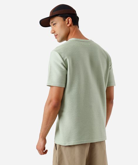 camiseta masculina de algodão texturizada verde