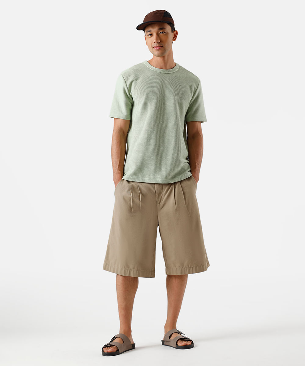 camiseta masculina de algodão texturizada verde