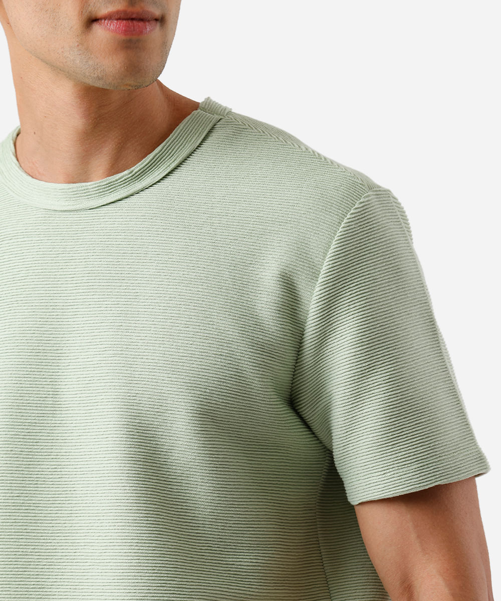 camiseta masculina de algodão texturizada verde
