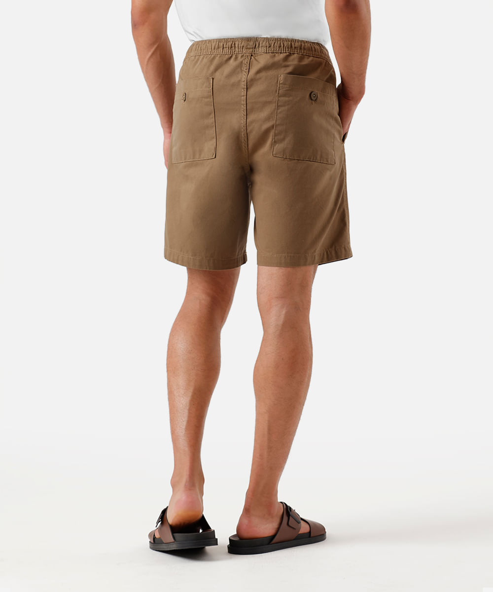 bermuda jogger masculina de sarja marrom