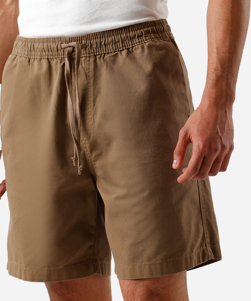 bermuda jogger masculina de sarja marrom