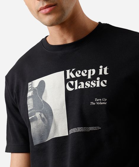 camiseta masculina tshirt comfort estampada preta