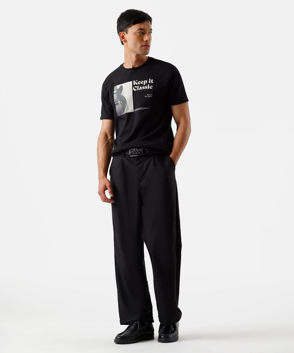 camiseta masculina tshirt comfort estampada preta