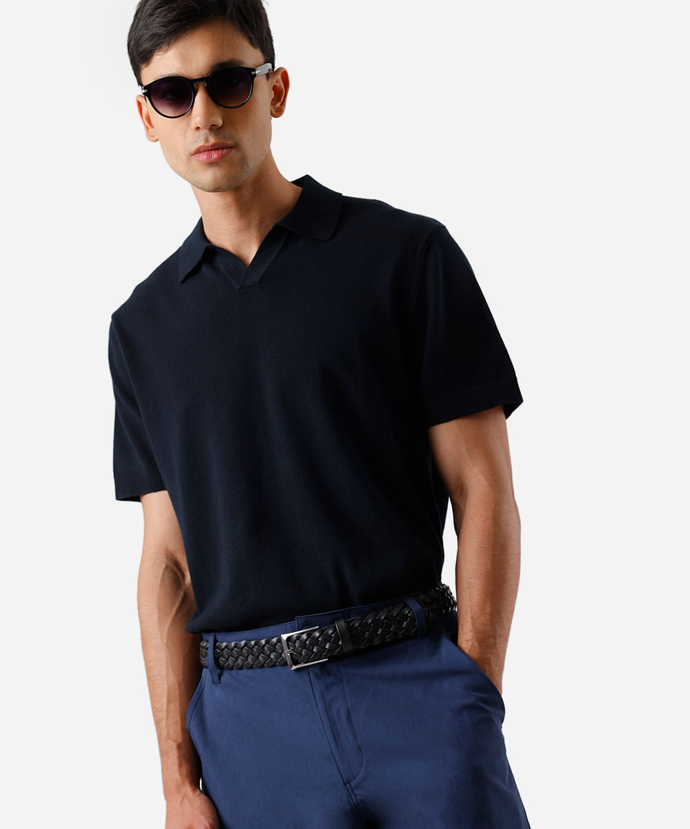 polo masculina de tricot preto