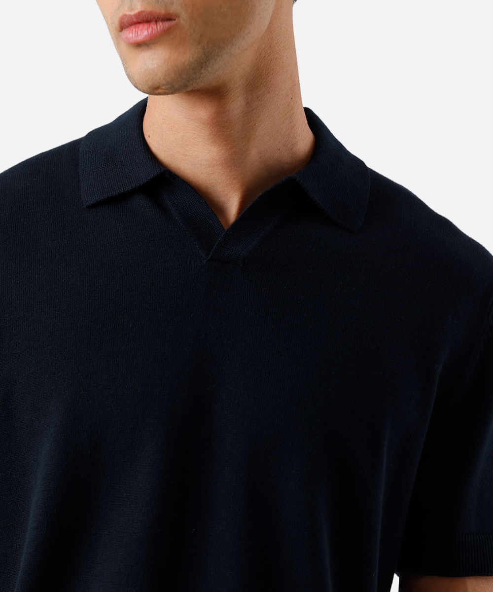 polo masculina de tricot preto