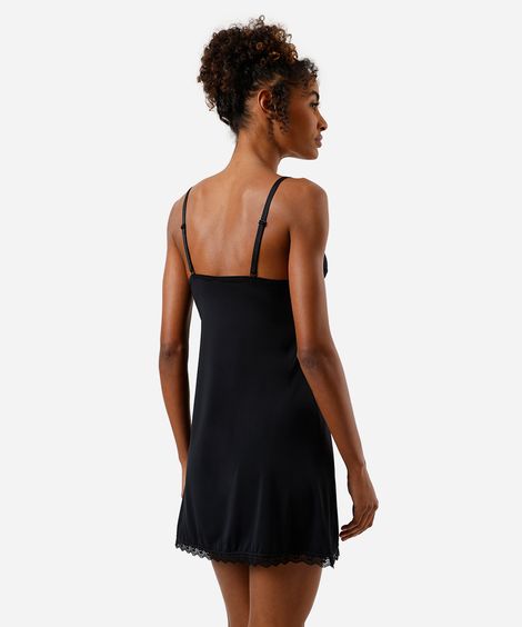 camisola feminina alça fina com renda preta