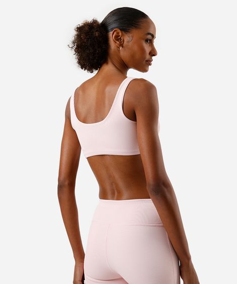top feminino esportivo canelado rosa