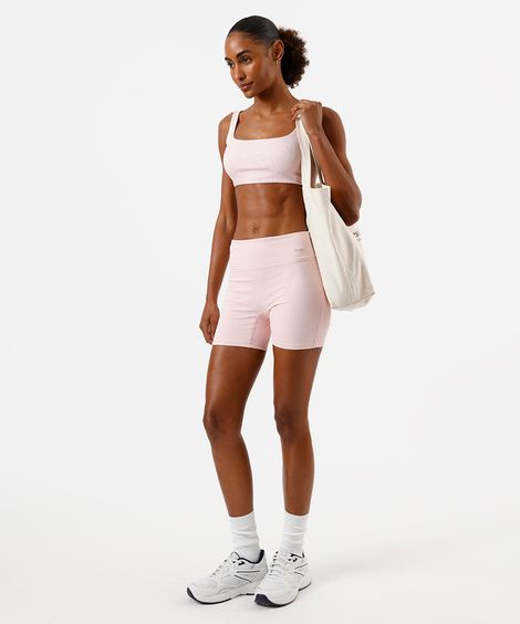 bermuda feminina esportiva canelada rosa