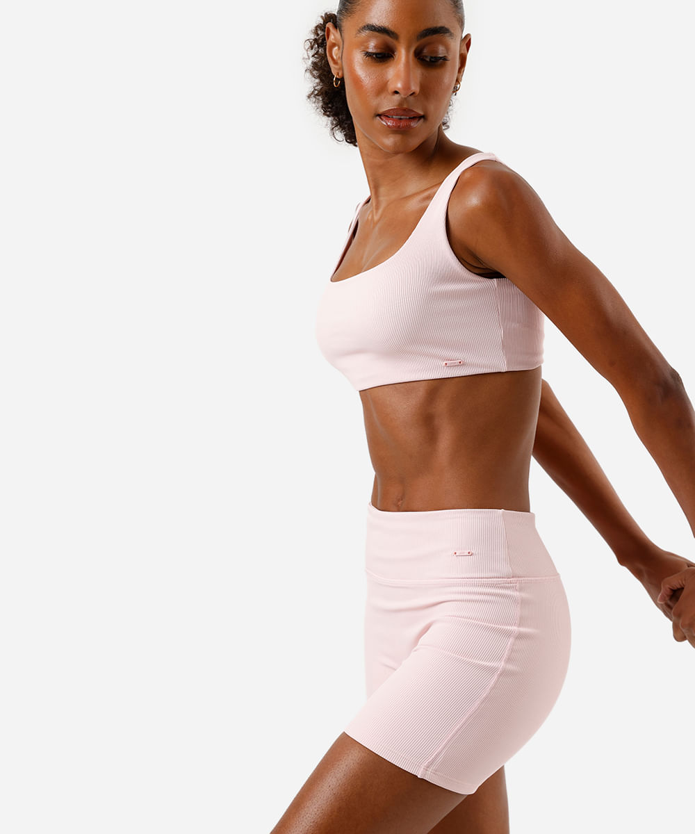 bermuda feminina esportiva ace canelada rosa