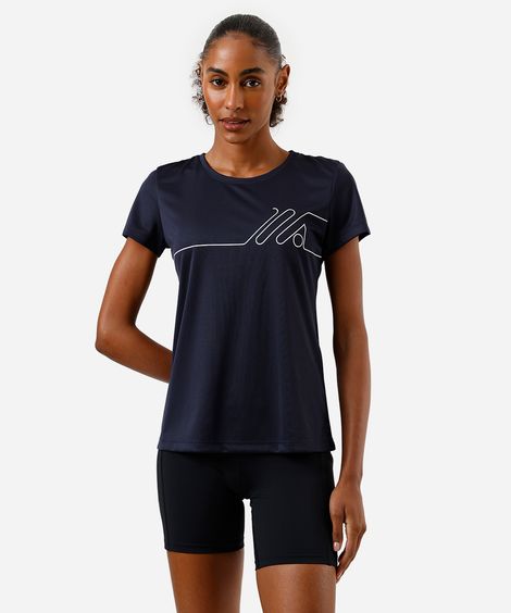 camiseta esportiva manga curta azul
