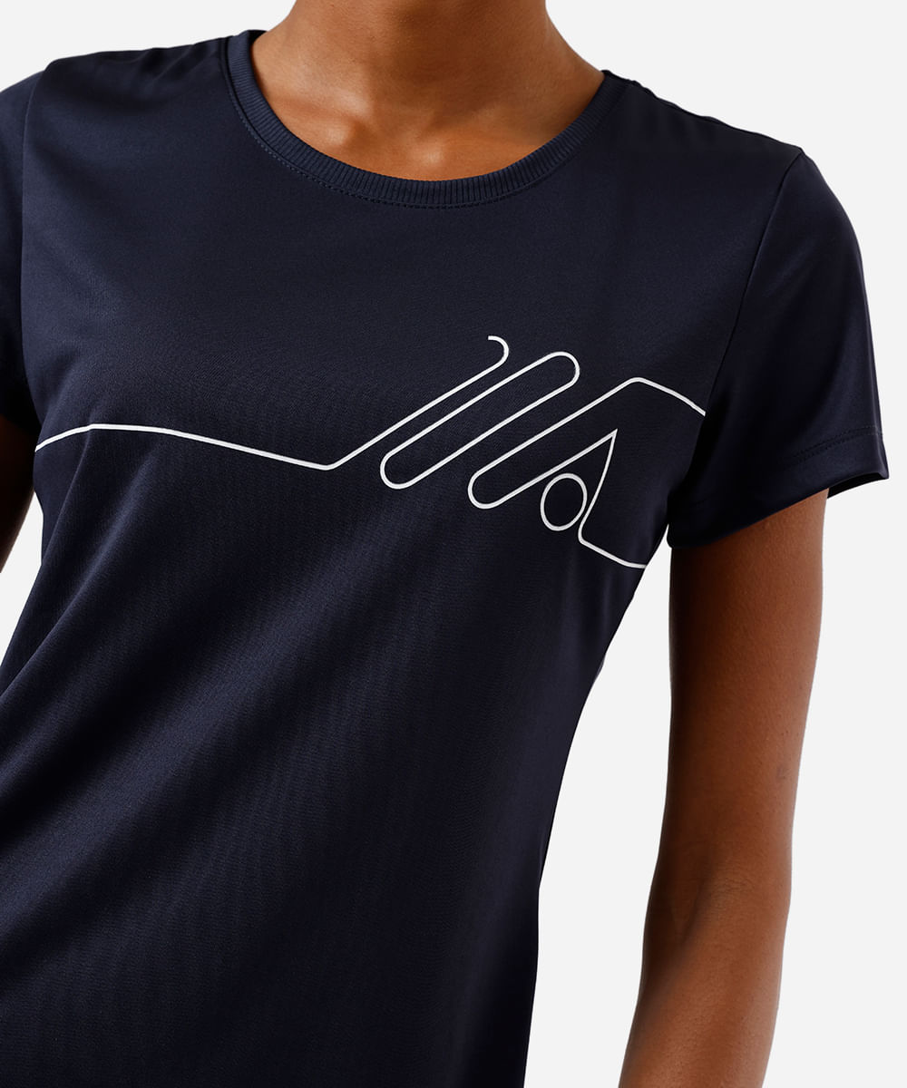 camiseta esportiva manga curta azul
