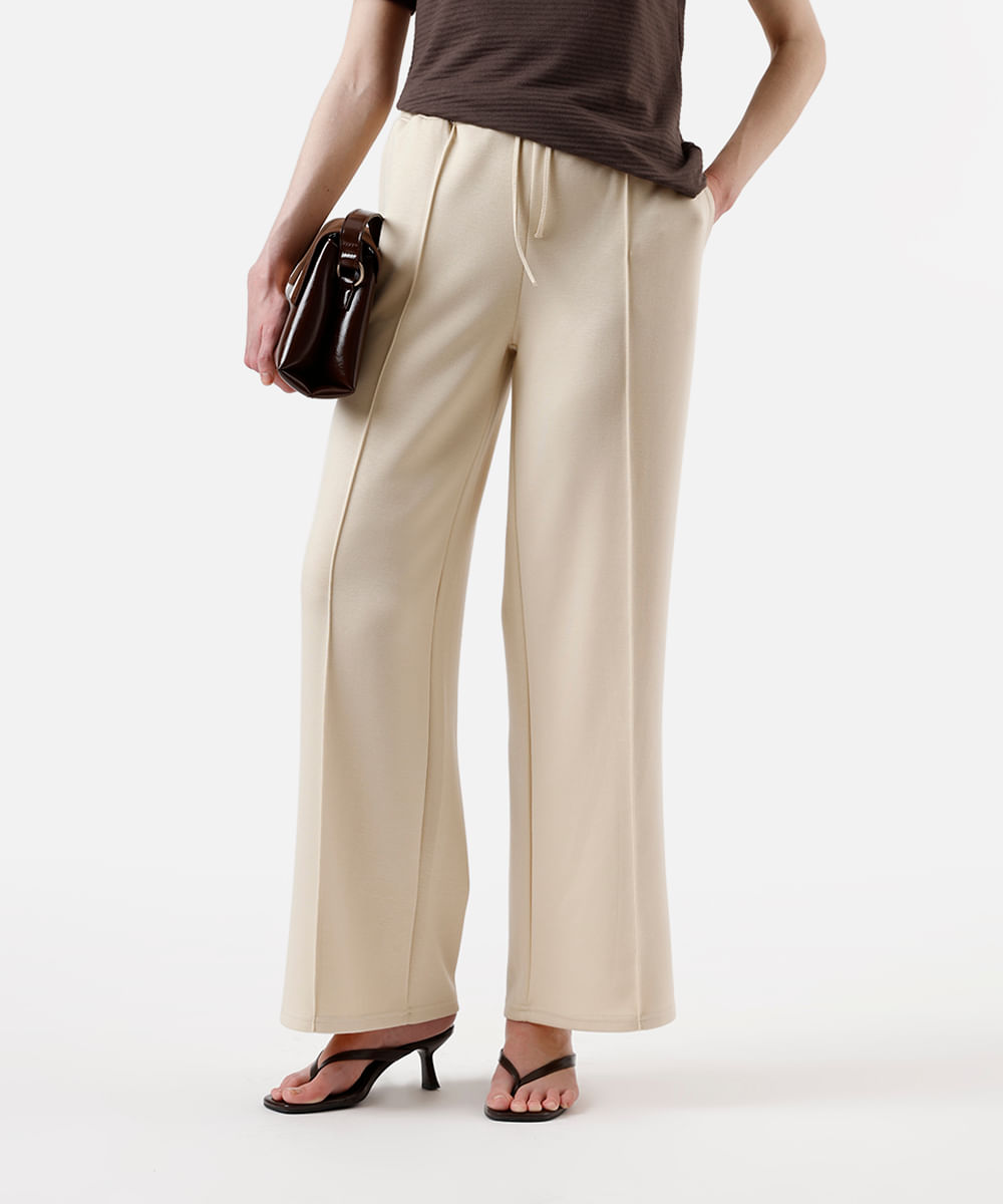calça jogger básica feminina com nervura amarela