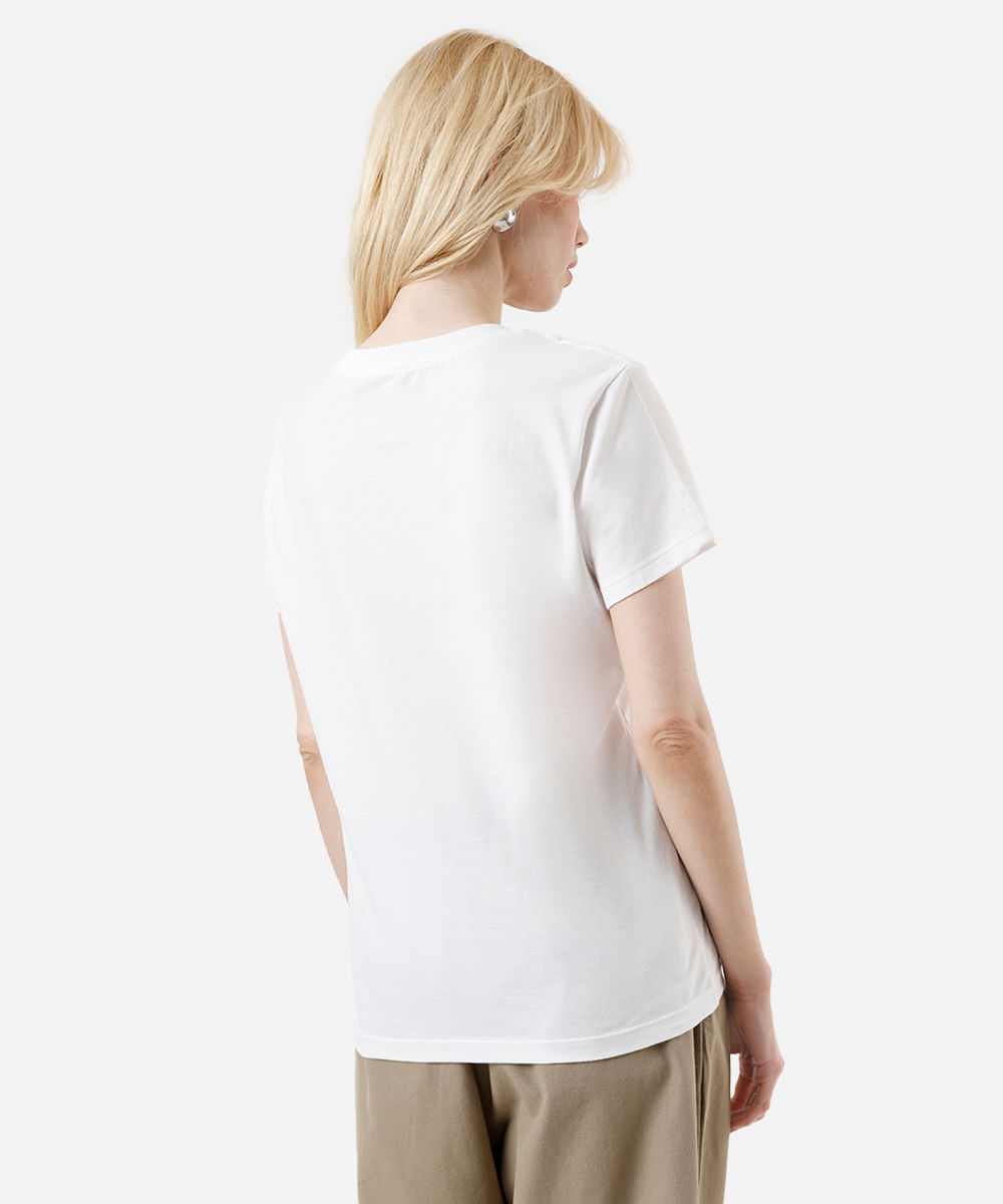 camiseta feminina de algodão stitch off white