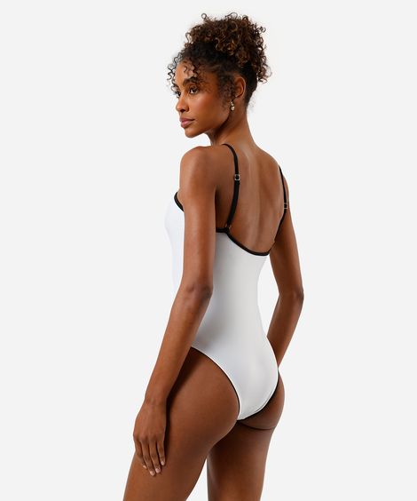 maiô dupla face halterneck alça fina off white