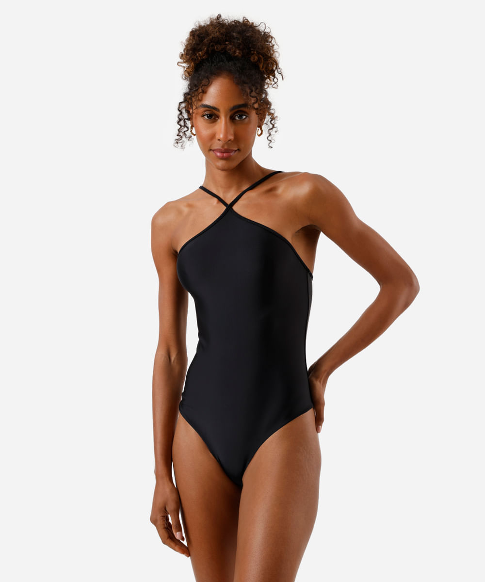 maiô dupla face halterneck alça fina off white