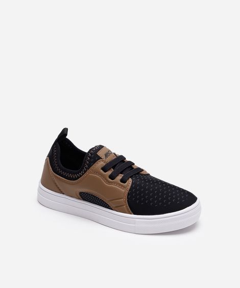 tênis infantil com recortes calce fácil ace marrom