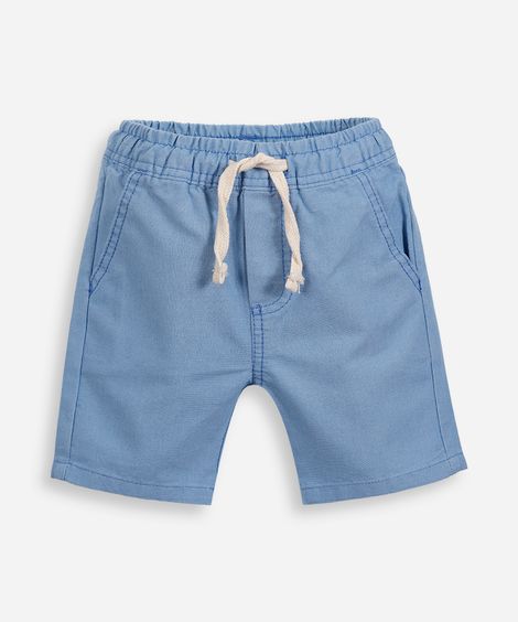 bermuda reta infantil de sarja cós elástico azul