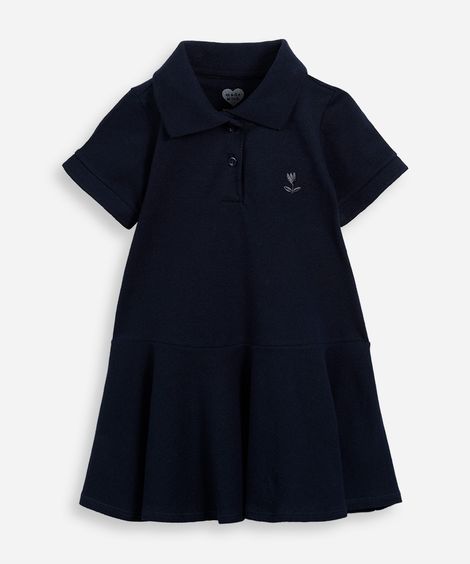 vestido polo infantil de algodão manga curta azul