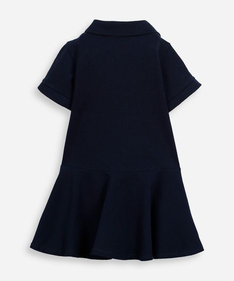 vestido polo infantil de algodão manga curta azul
