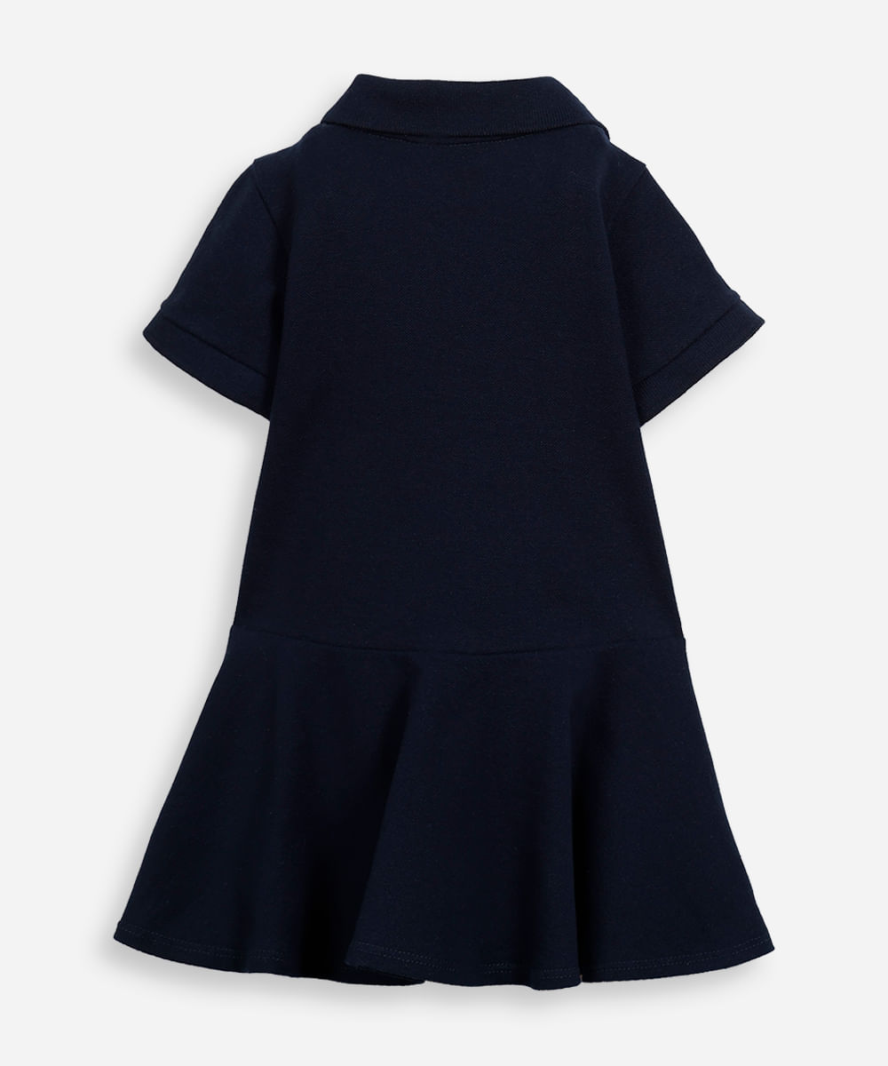 vestido polo infantil de algodão manga curta azul