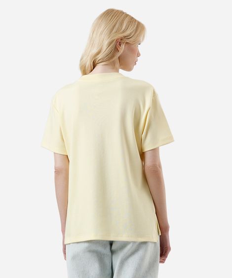 camiseta oversized feminina de algodão peruano interlock amarela