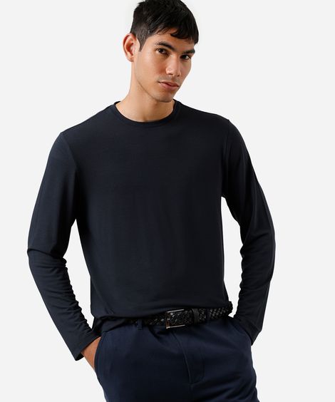 blusa slim masculina manga longa thermolite preta