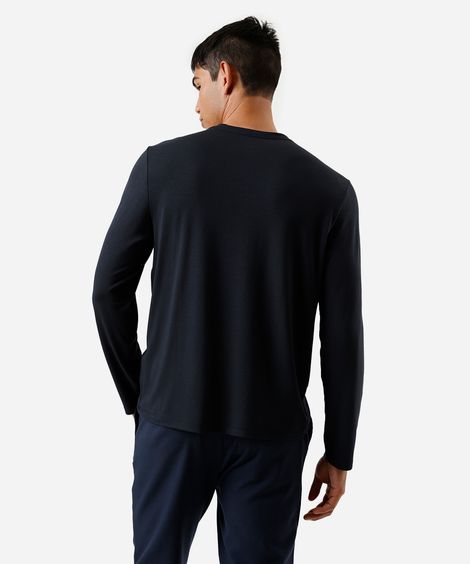 blusa slim masculina manga longa thermolite preta