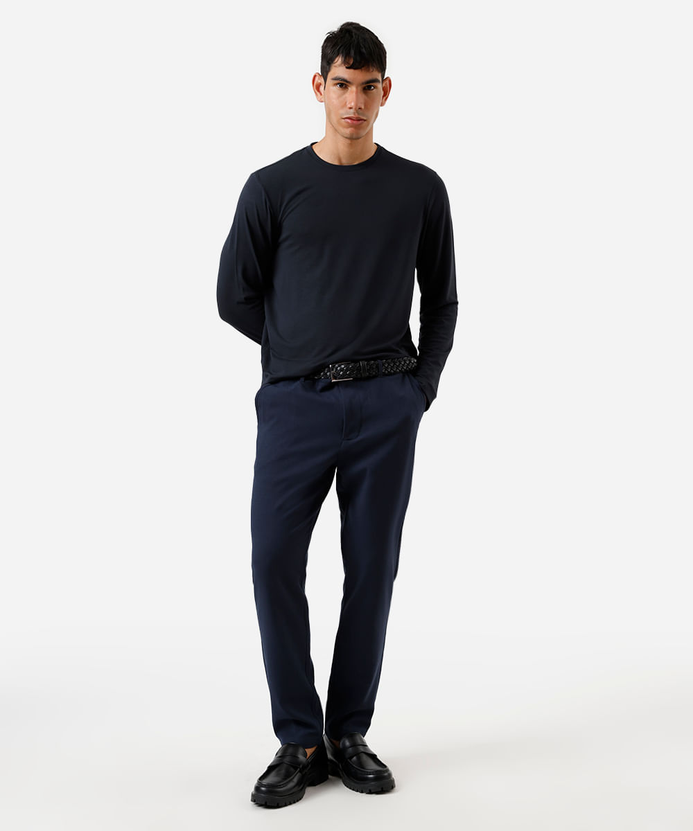 blusa slim masculina manga longa thermolite preta