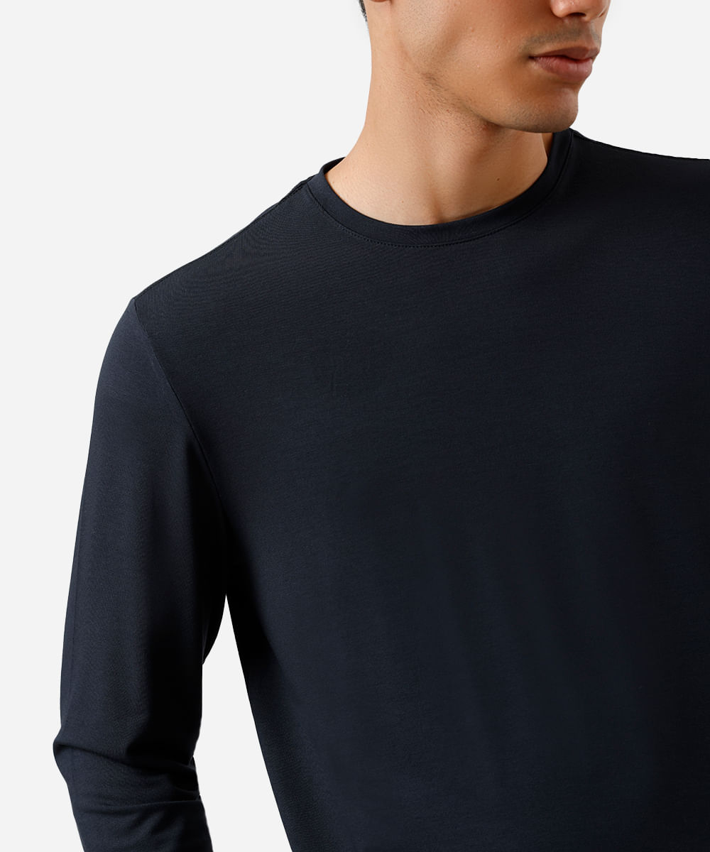 blusa slim masculina manga longa thermolite preta