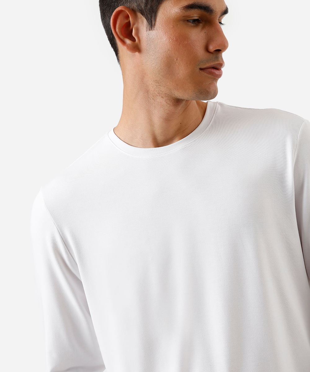 blusa slim masculina manga longa thermolite branca