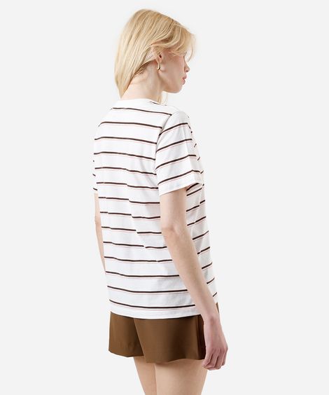 camiseta feminina com algodão hello kitty listrada off white