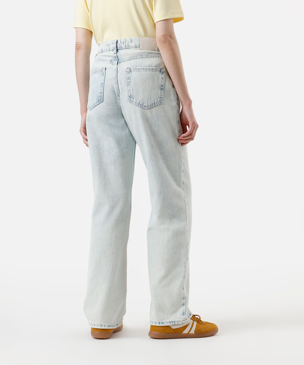 calça wide leg slim feminina jeans azul