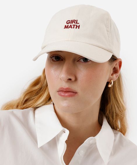 boné aba curva bordado girl math bege