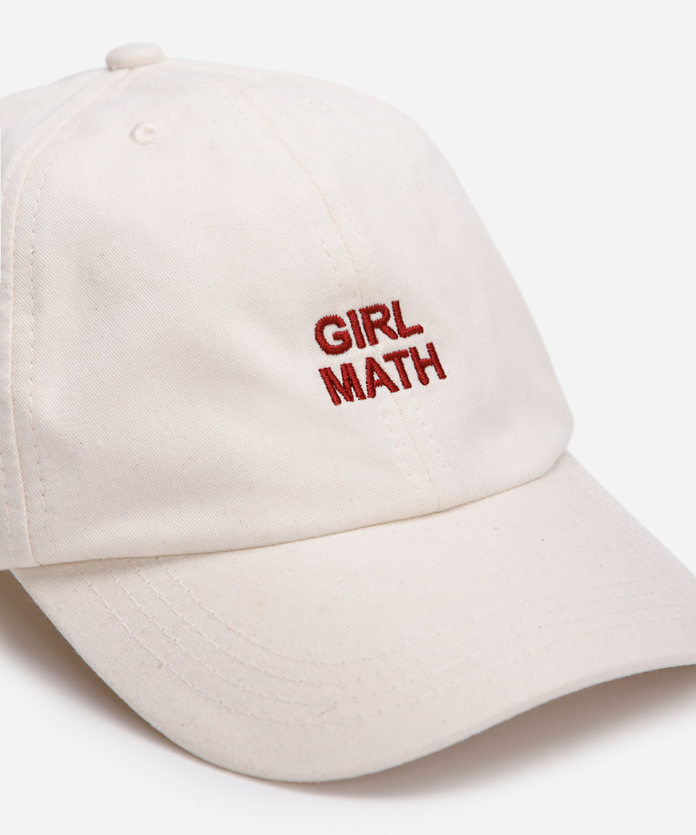 boné aba curva bordado girl math bege