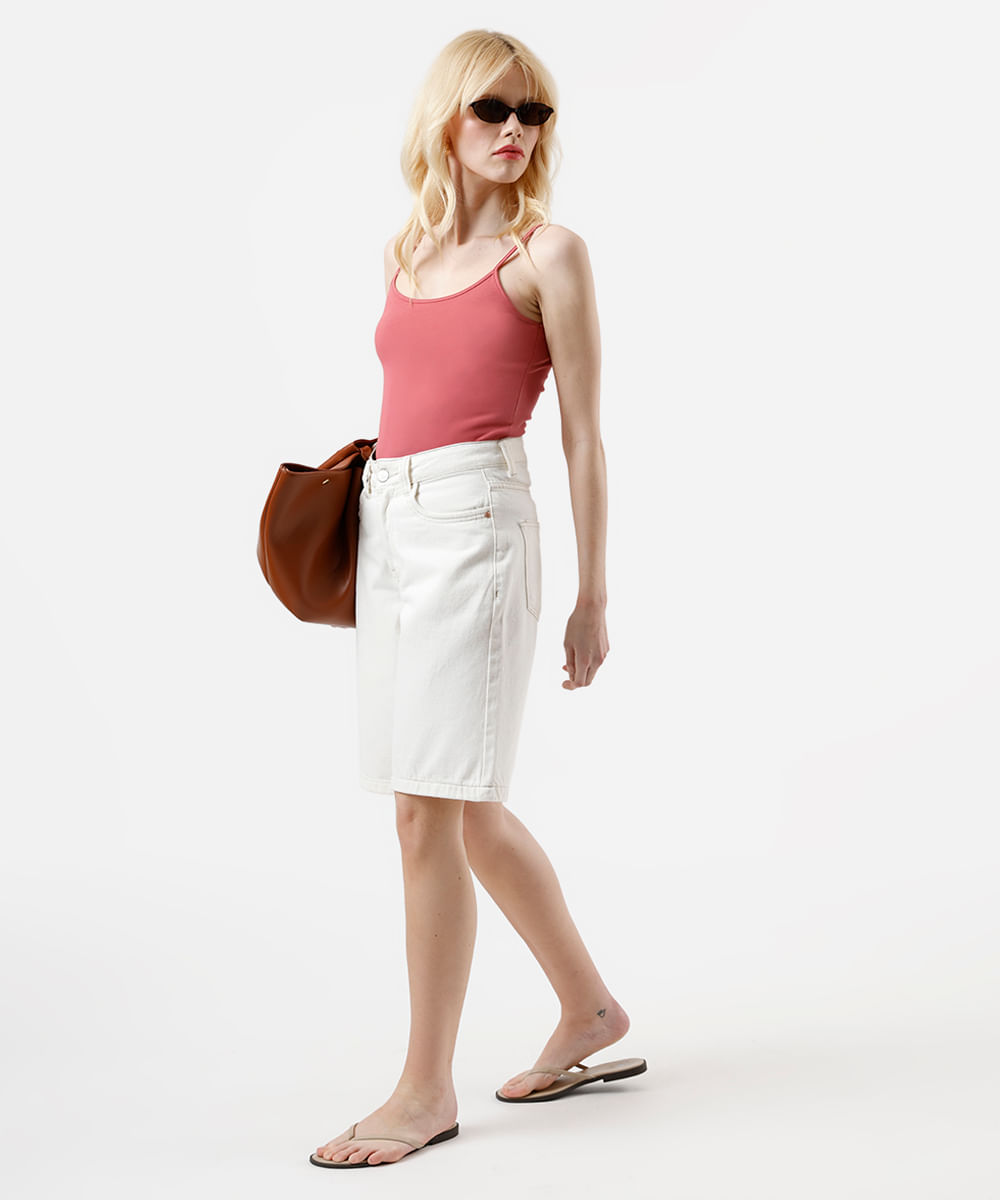 regata básica feminina de algodão peruano alça fina rosa