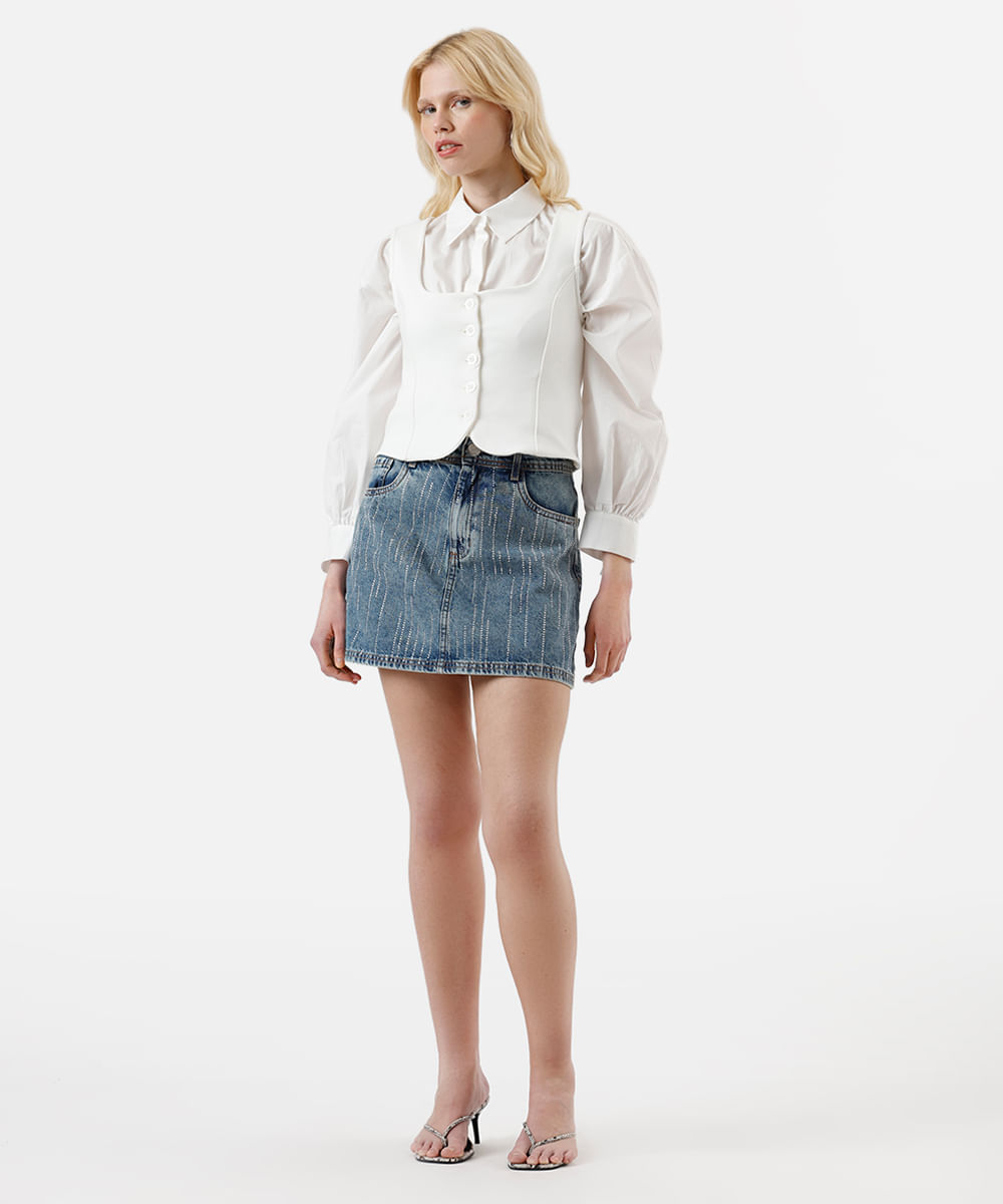 colete feminino decote quadrado off white