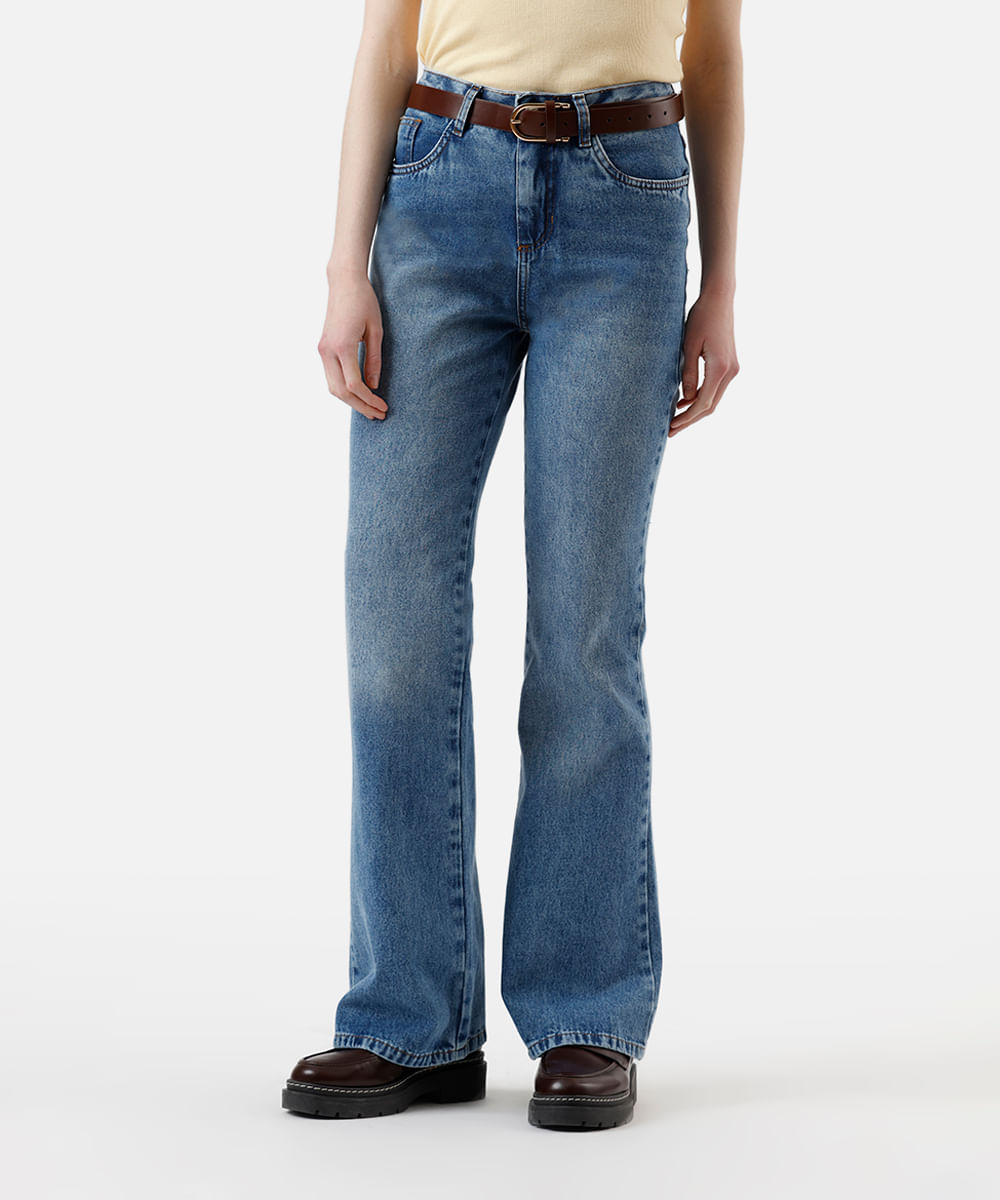 calça flare feminina jeans sawary azul