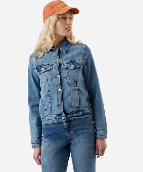 jaqueta feminina jeans azul