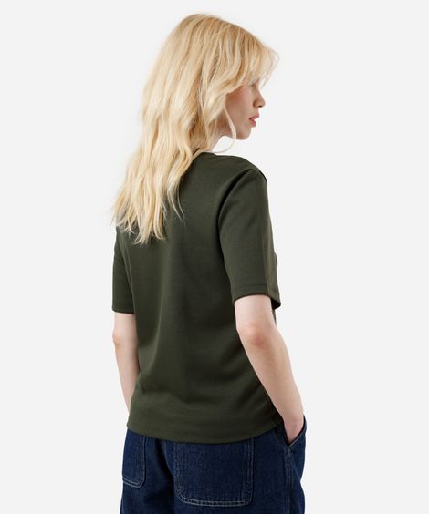 camiseta básica feminina de algodão peruano manga curta verde