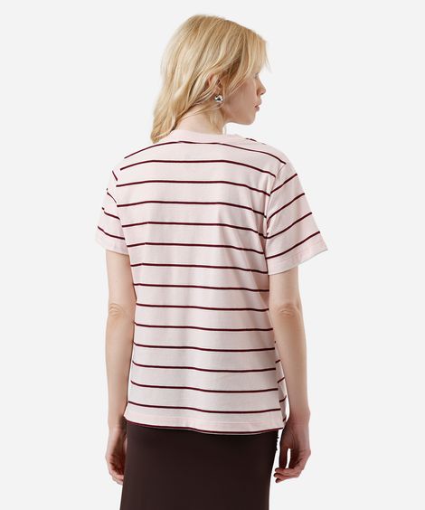 camiseta feminina com algodão hello kitty listrada rosa