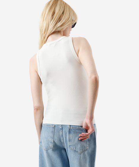 regata básica feminina de poliamida canelada off white