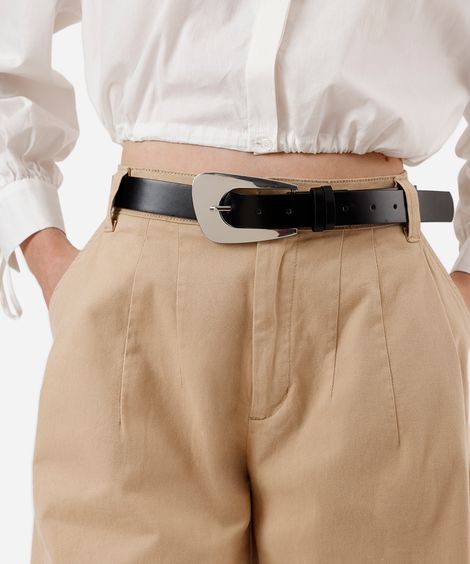 cinto com fivela alongada preto