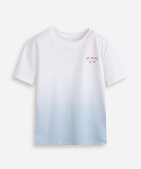 camiseta de algodão infantil bicolor sunset day off white