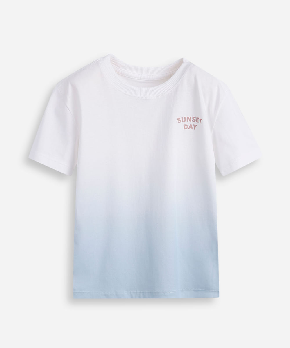 camiseta de algodão infantil bicolor sunset day off white