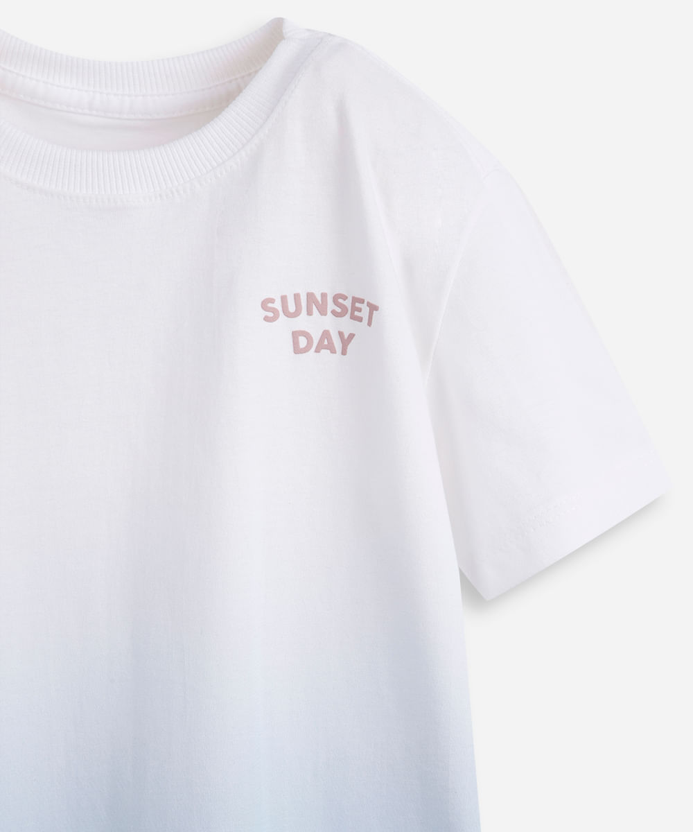 camiseta de algodão infantil bicolor sunset day off white