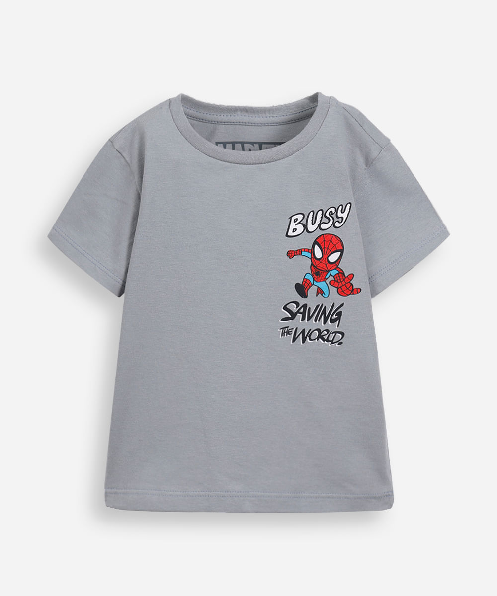 kit 3 camisetas infantis de algodão marvel colorido