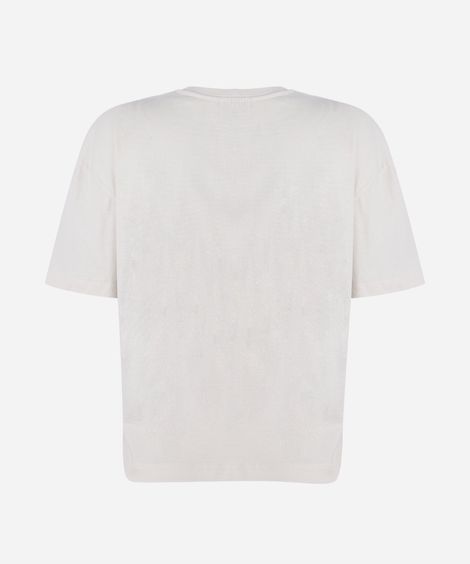 camiseta boxy juvenil de algodão cropped cinnamoroll  bege