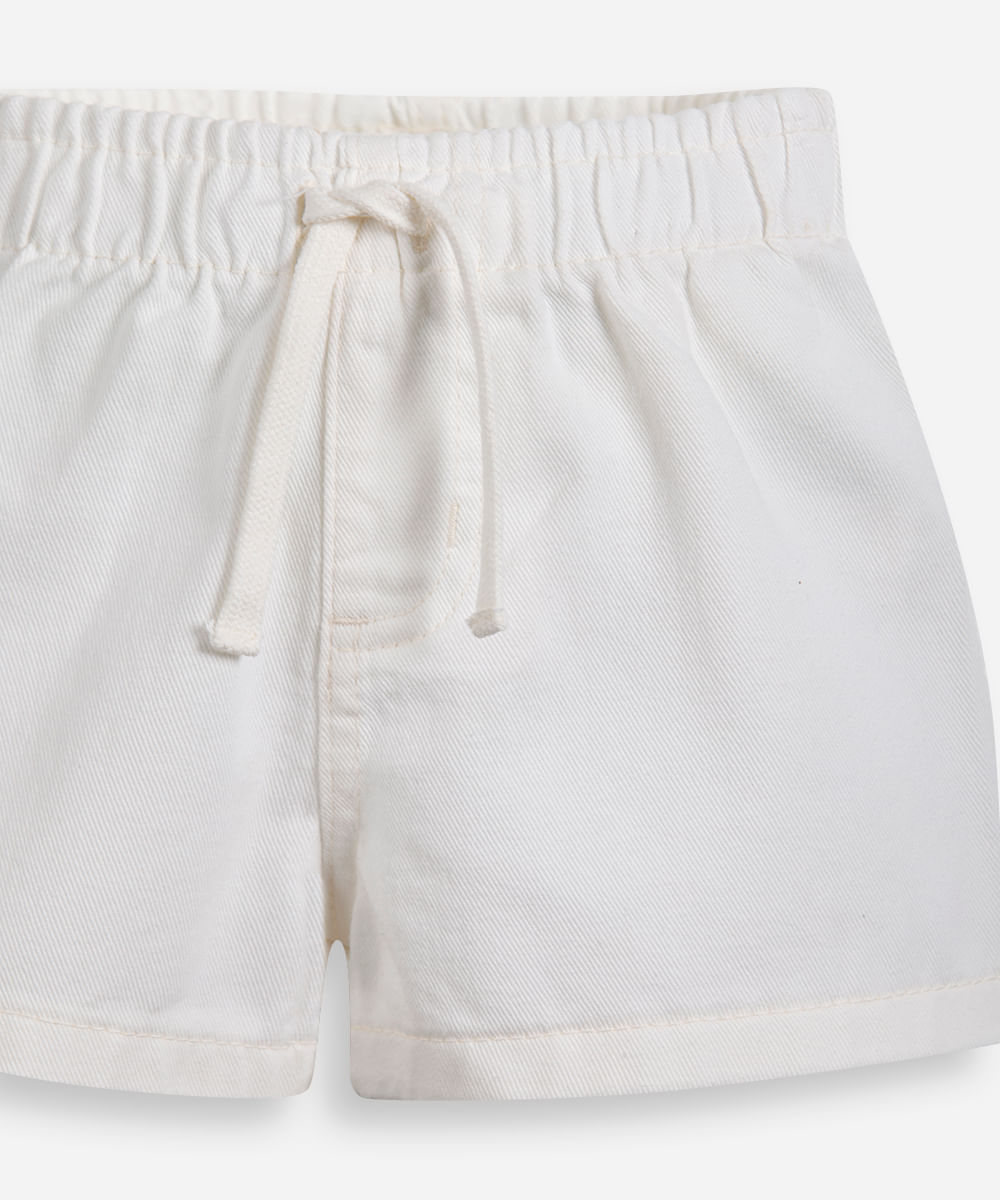 short infantil de sarja cós elástico off white